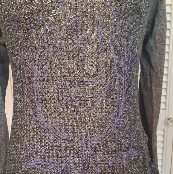 Harley Davidson long sleeve pullover stretchy shimmery top sz medium *J - Picture 4 of 6